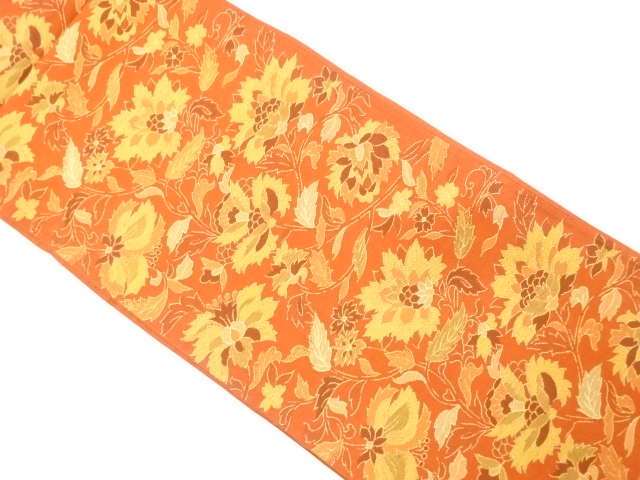 JAPANESE KIMONO / ANTIQUE FUKURO OBI / SILK / WOVEN FLOWER ARABESQUE